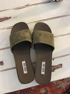 Anthropologie Bibi Lou suede wooden heel clogs. Never worn.
